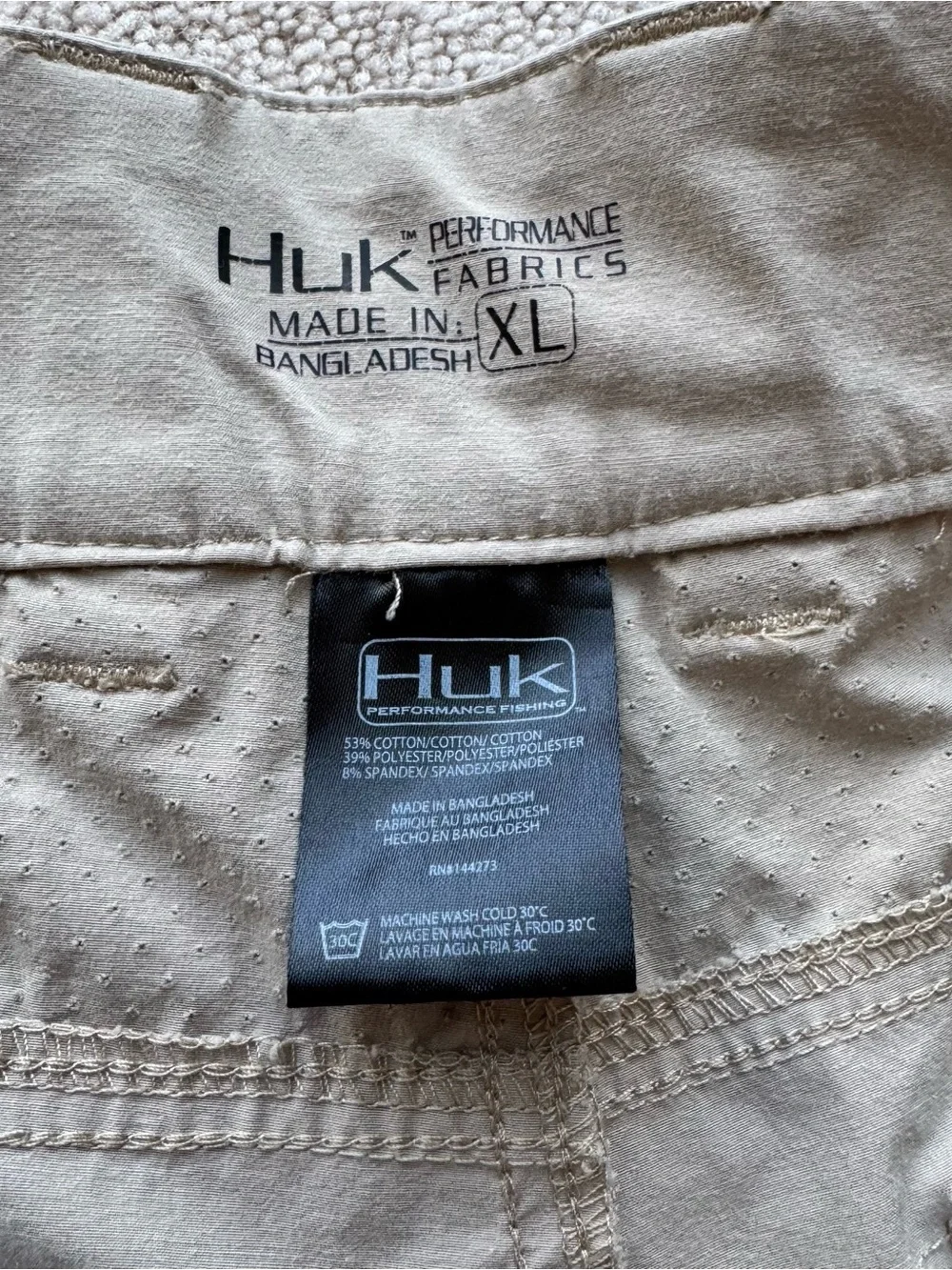 Huk Next Level Men's XL Performance Fishing Shorts Khaki 7.5